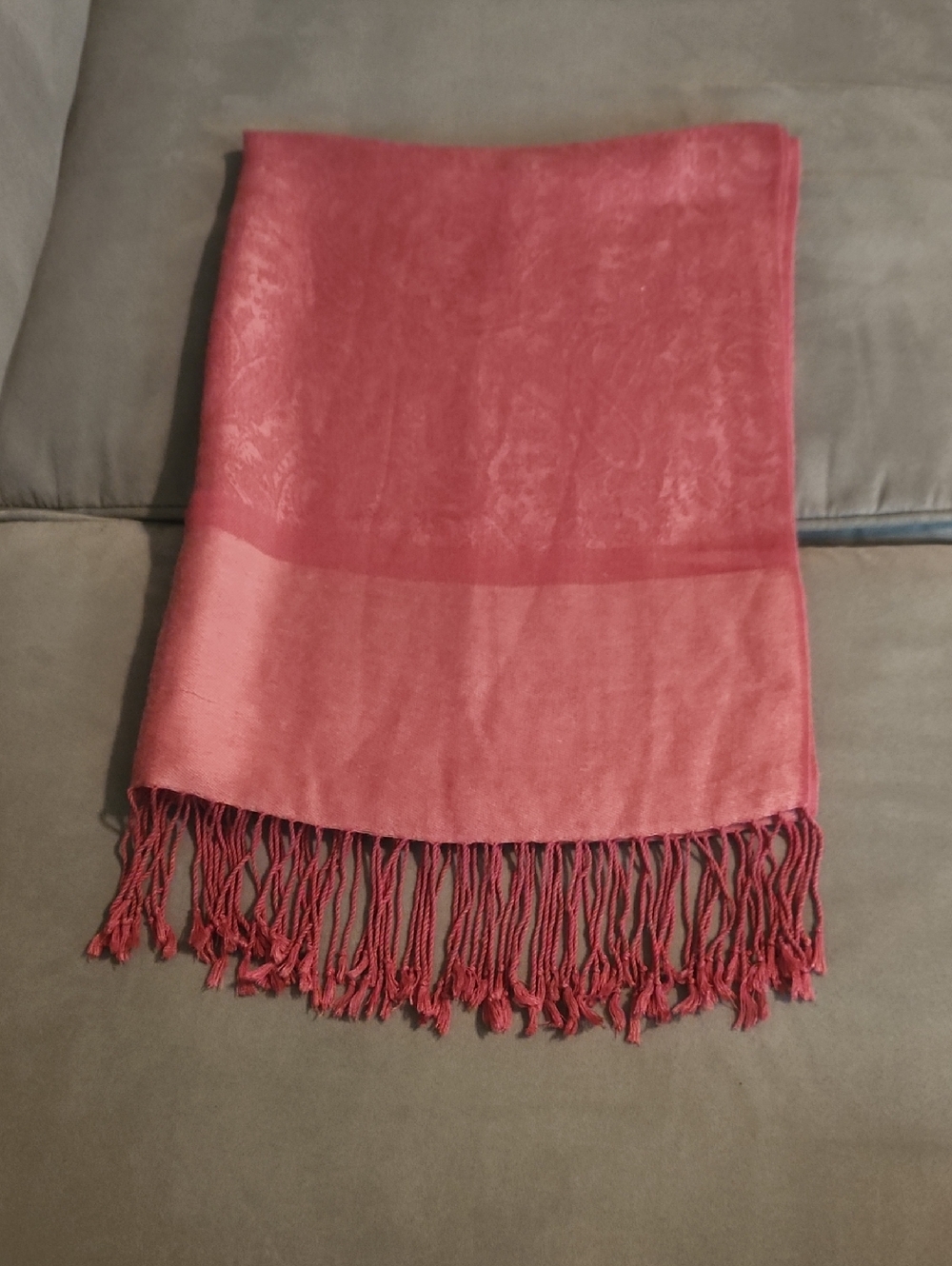 Soft Fringed Coral Pink Scarf